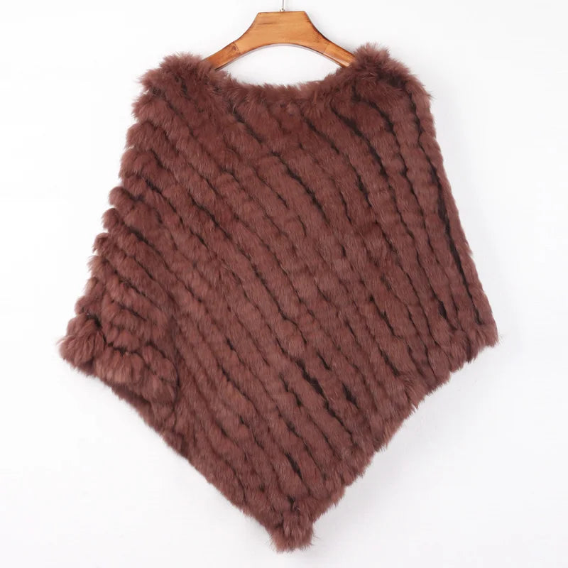 Women's Real Rabbit Fur Poncho Vest Natural Leather Winter Jacket Wrap Coat Shawl  Wedding Party Knitted Fur Vest Wholesale