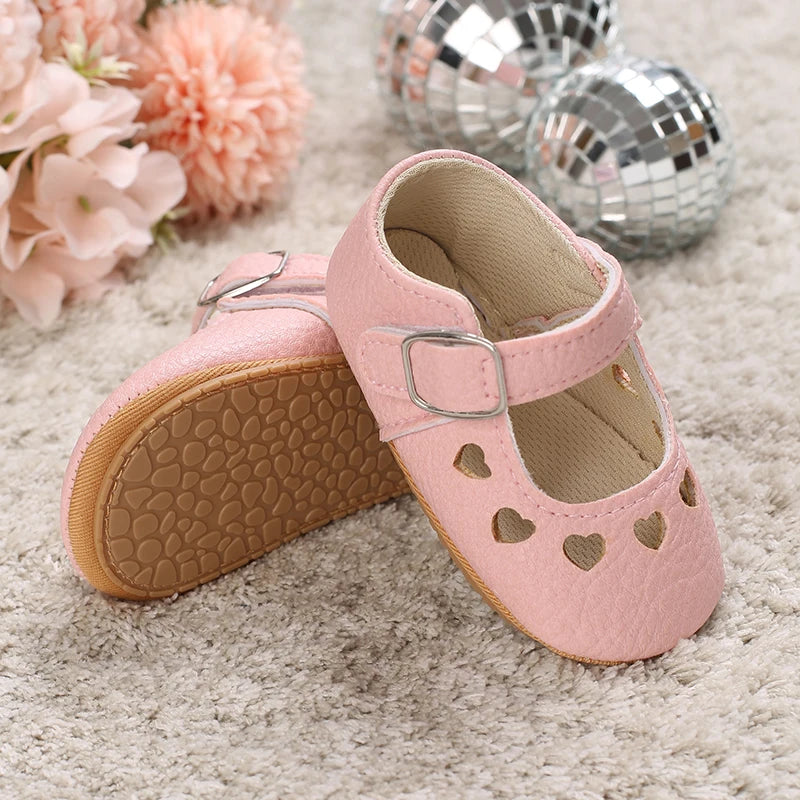 Breathable Newborn Baby Shoes Baby Boy Girl Shoes Girl Classic Bowknot Rubber Sole Anti-slip PU  Toddler Shoes First Walker
