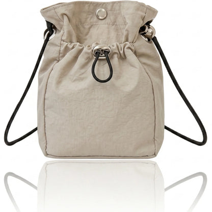 Unisex Lightweight Waterproof Nylon Drawstring Crossbody Bag Mini Dual Closure Adjustable Phone Shoulder Purse Travel Sling Bag
