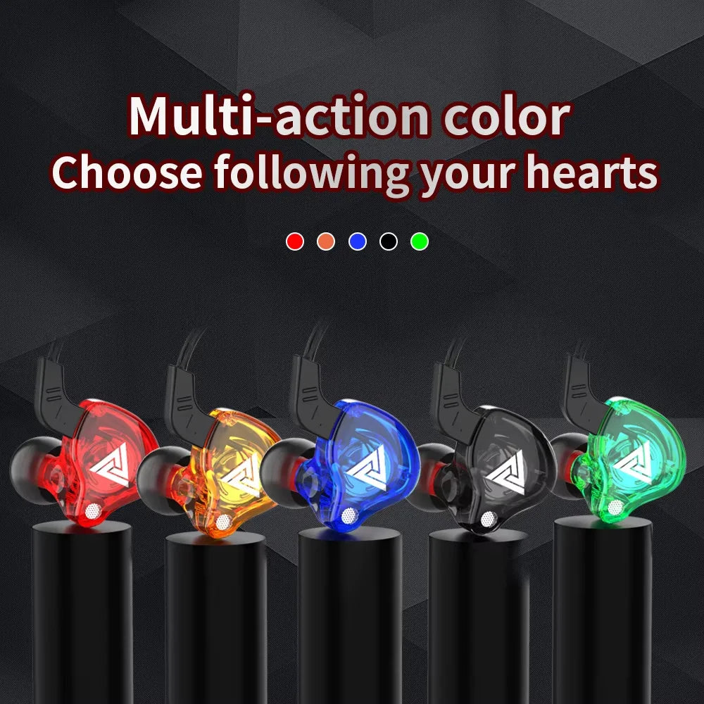 QKZ AK6 Copper Driver HiFi Wired Earphone 3.5MM Race Sport Headphone Bass Stereo Headset Music Earbuds In Ear With Mic,Gifts for Men,Christmas Gifts