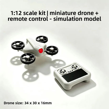 1set 1:12 Dollhouse Mini Drone UAV Aircraft Accessory Fake Model with Remote Control Scene Prop Miniature Home Decor Decoration