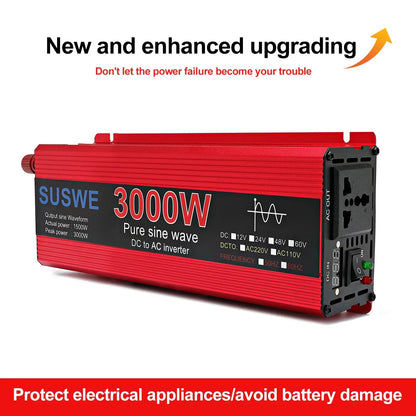 3000W Pure Sine Wave Inverter 12v 24v~ 220V 110V 2000W 1000W Converter Power Supply DC AC VoltageAdapter Module Transmission