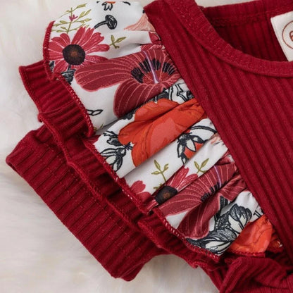 Baby Girls' Floral Romper Dress | Ruffle Shoulders & Bow Details | Everyday Wear, Portraits & Celebrations