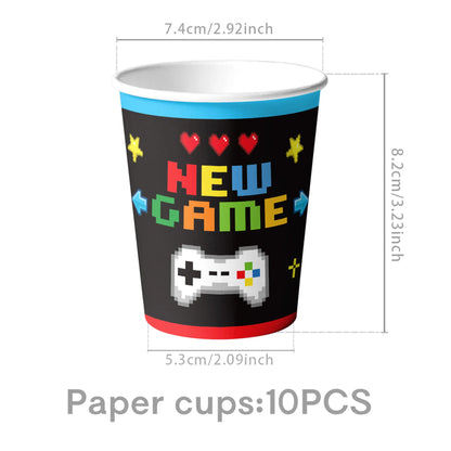 Gamepad Boy Birthday Party Decorations Paper Cup Plate Napkin Tablecloth Banner Caketopper Balloons For Baby Shower Supplies