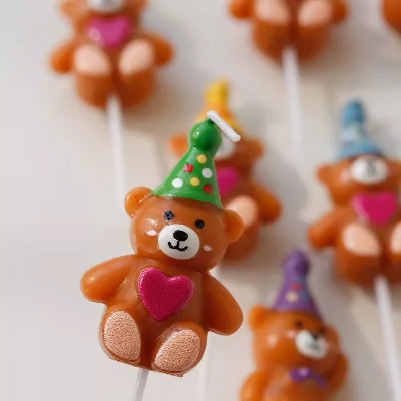 Hot Sale 5PCS Love Little Bear Happy Birthday Cake Candle Children's Tie Letter Bear Party Cartoon Cake Decoration