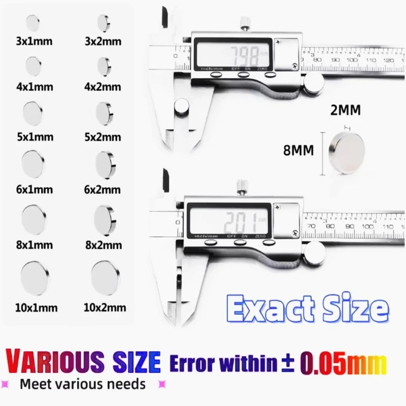 Strong Round Magnets for Fridge, DIY, Projects, Science, Office 3x1 3x2 5x1 5x2 8x1 8x2