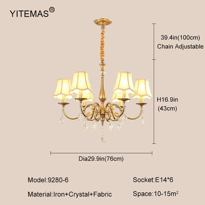 Crystal Chandelier With Lamp Shade For Living Room Gold Chandeliers Bedroom Farmhouse Church Pendant Lights Dining Room Light