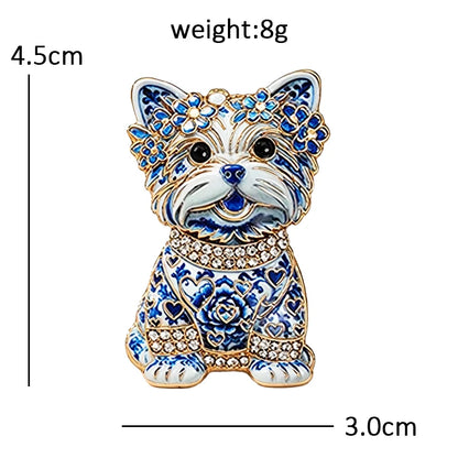 Wuli&baby Blue-and -White Porcelain Collection Animal Brooches For Women Unisex Goat Cat Butterfly Birds Party Office Brooch Pin
