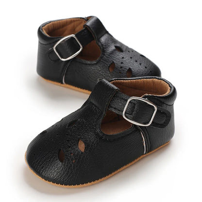 Breathable Newborn Baby Shoes Baby Boy Girl Shoes Girl Classic Bowknot Rubber Sole Anti-slip PU  Toddler Shoes First Walker