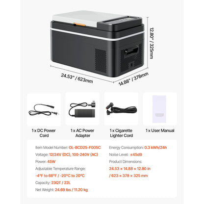 SucceBuy 20L 22L 35L 45L 55L Car Refrigerator Mini Fridge Freezer Portable Compressor Cooler DC 110-240V Ice Box for Camping