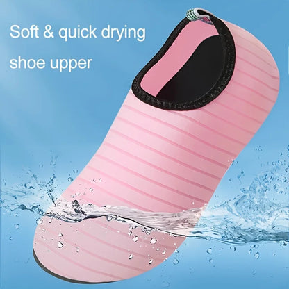 Unisex Hard Sole Striped Water Shoes | Quick-Dry Barefoot Beach & Swim Shoes for Hiking, Wading, Yoga, Fitness, Surfing, Diving