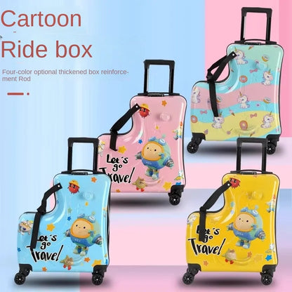 Children can Ride Suitcase Trolley Case can sit on the Wooden Horse Suitcase 20 inch can Boarding Universal Wheel Password Box