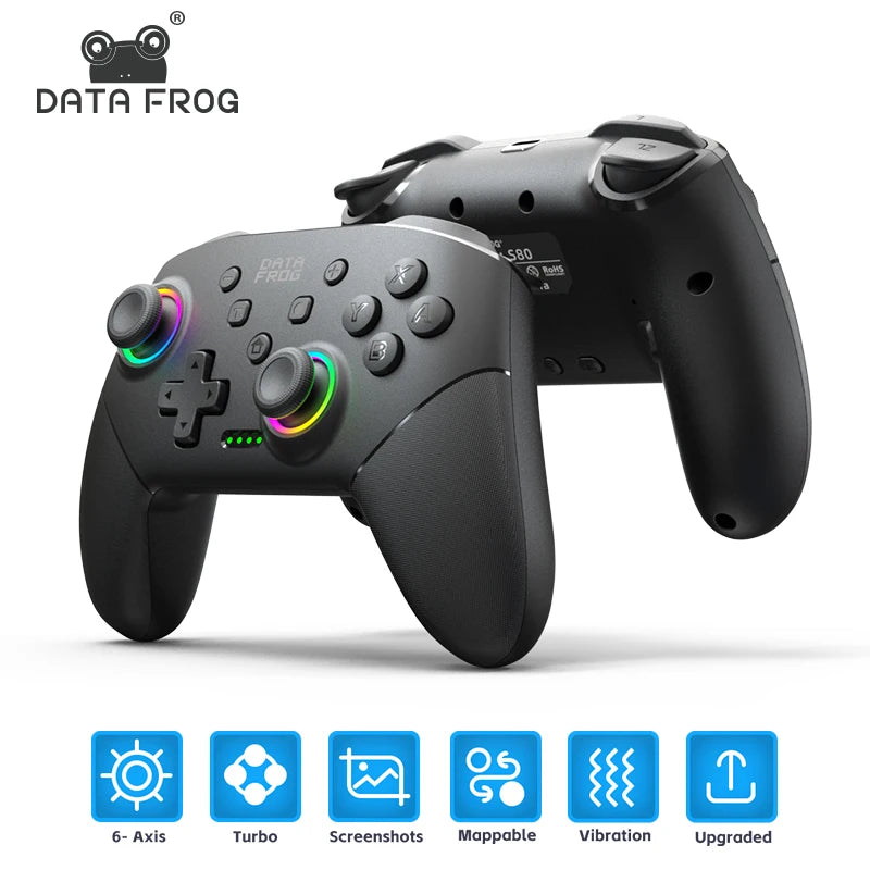 DATA FROG Wireless Game Controller For Switch / Lite / OLED Model PC Gaming Joystick Dual Vibration Turbo