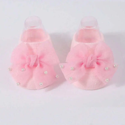 Soft Baby ulle Bow with Pearl Embellishments Socks  Ideal for Birthday & Photoshoot baby socks