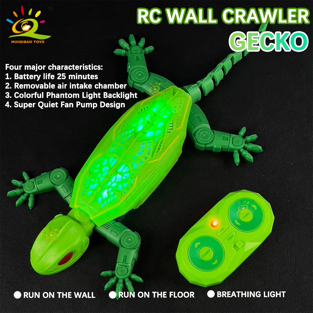 RCElectric Gecko Toy with Super Strong Suction for Wall Climbing, Colorful Lights, and 360° Rotation—A Creative Toy for Kids