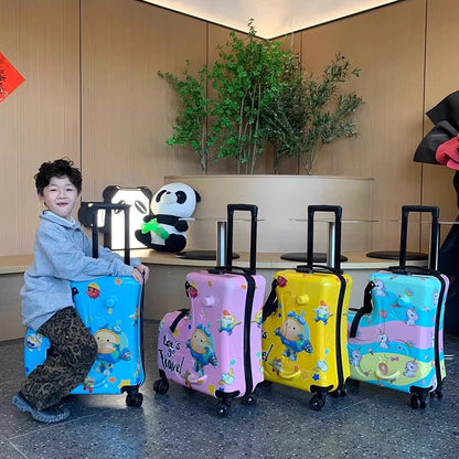 Children's Cute Cartoon Rideable Suitcase 20 inch Boarding Box Sitting Trolley Case Universal Wheel Baby Luggage