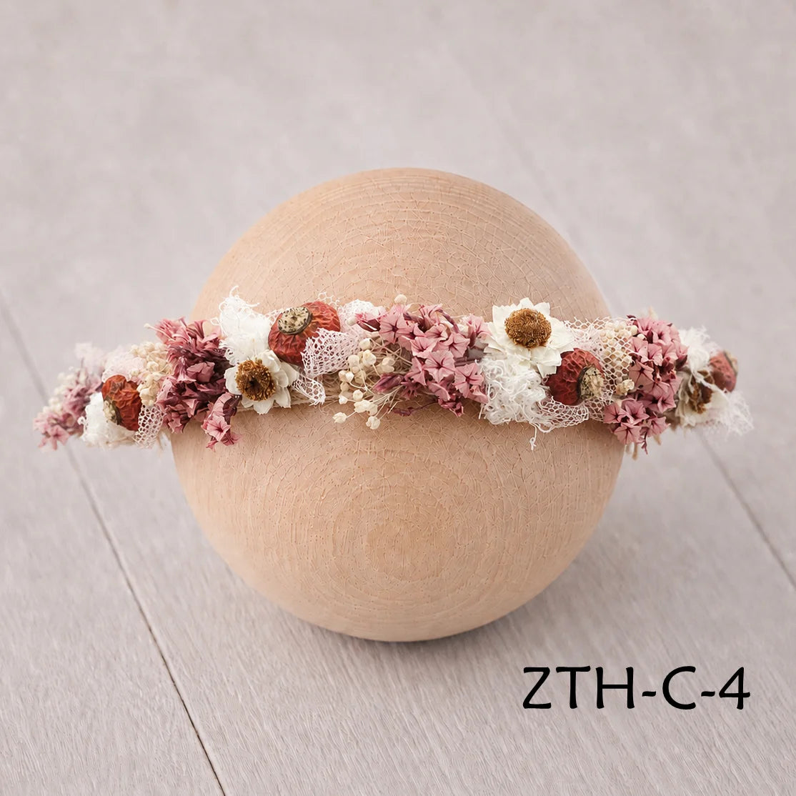 Floral Newborn Headbands for Photography Props Handmade Infant Girl Flower Wreath Baby Headband Newborn Photoshoot, Accessories