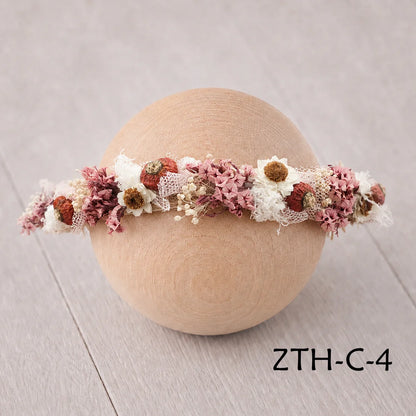Floral Newborn Headbands for Photography Props Handmade Infant Girl Flower Wreath Baby Headband Newborn Photoshoot, Accessories
