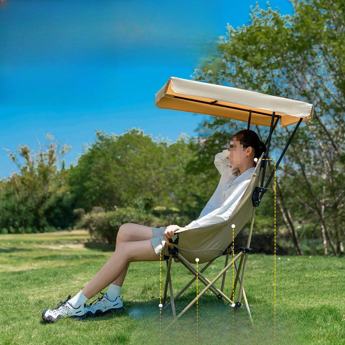 Outdoor Umbrella Folding Chair High-back Moon Chair Sunshade Canopy Portable Fishing Camping Beach Chair New Arrival 2026