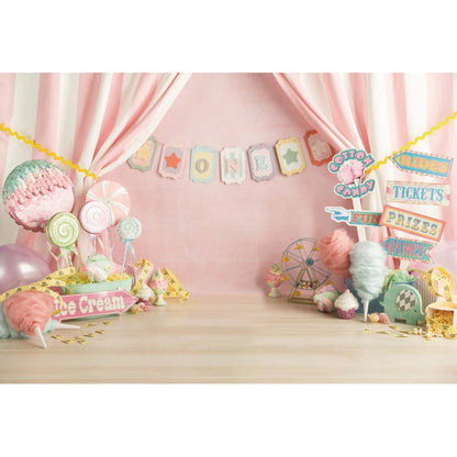 Candy Bar Baby Shower Birthday Backdrop Ice Cream Car Donuts Lollipop Party Photo Background Cake Table Decor Photography Props