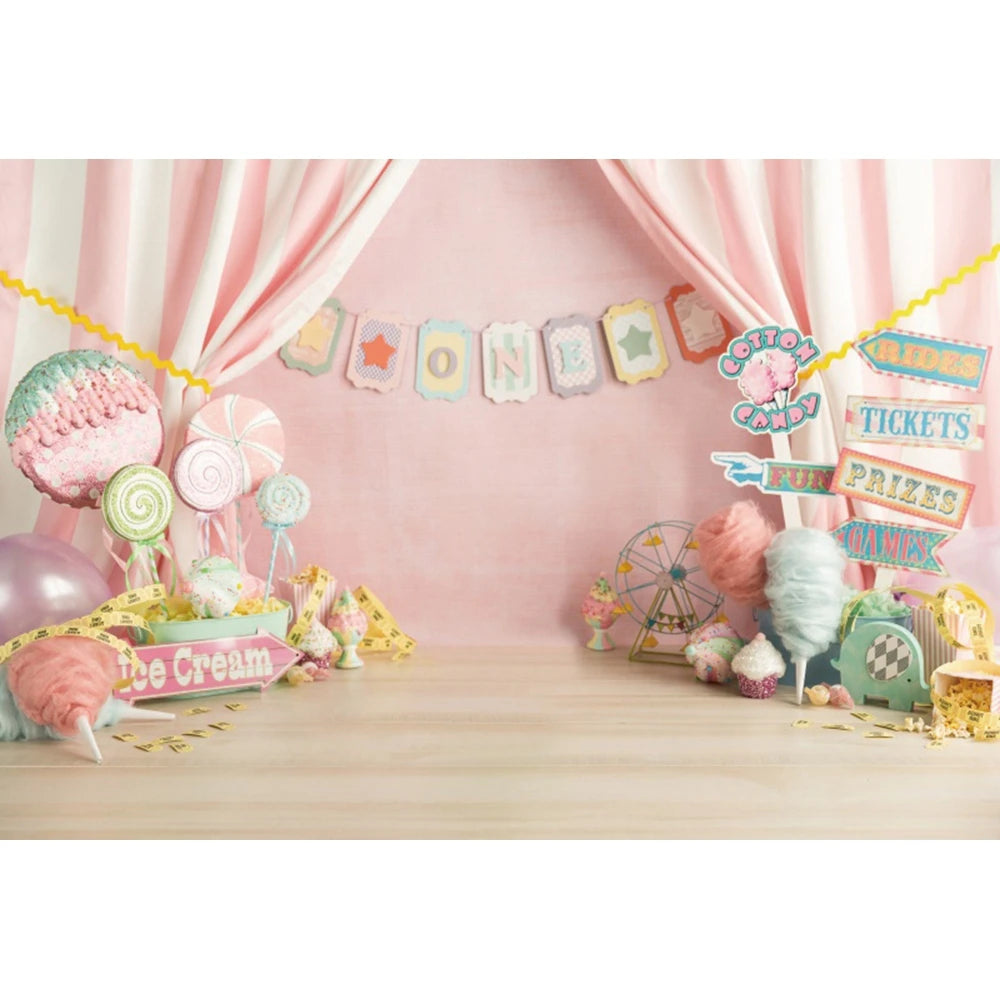 Candy Bar Baby Shower Birthday Backdrop Ice Cream Car Donuts Lollipop Party Photo Background Cake Table Decor Photography Props