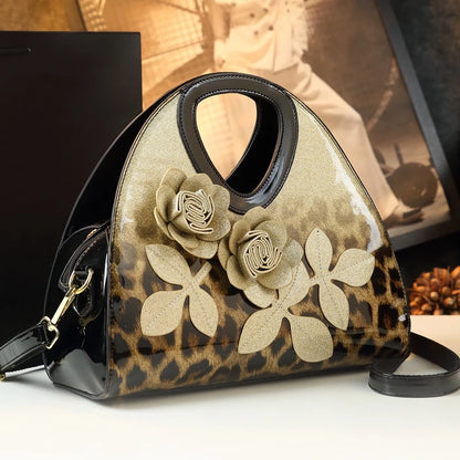 Genuine Leather 2024 New Fashion Women Handbags Flowers Dumpling tote Bag Middle-aged Mother Single Shoulder Crossbody Bags