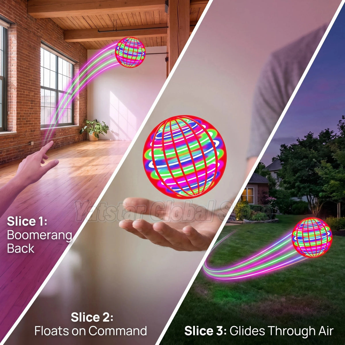 Flying Orb Galaxy Ball Toy, Hover Orb with Magic Boomerang & Floating Function, LED Glow Outdoor Indoor Fun Toy for Adults Teens