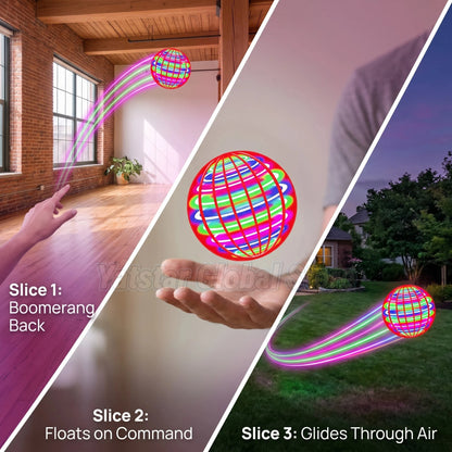 Flying Ball Boomerang with LED Lights, 360° Rotating Flying Hover Orb, Outdoor Indoor Fidget Spinner Toys for Teens and Adults