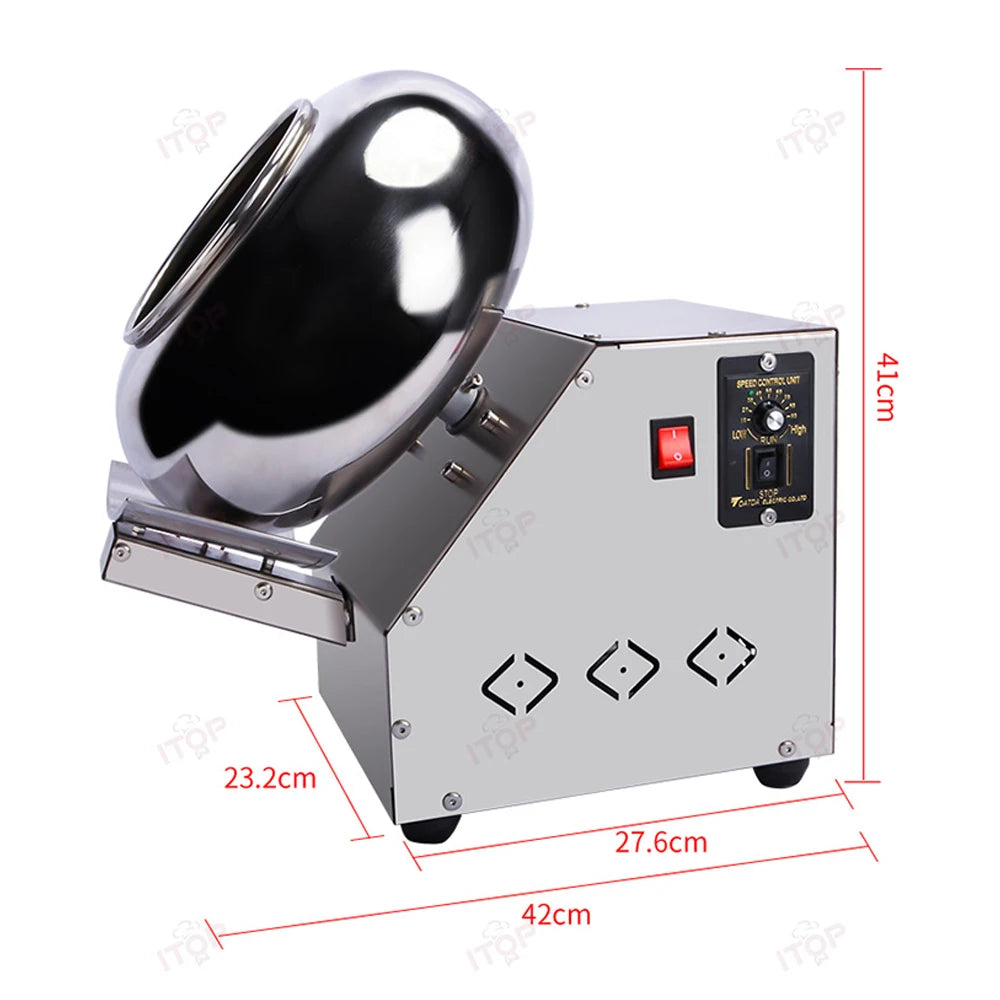 ITOP Chocolate Sugar Coasting Machine 30cm Roller Commercial Small Candy Coater Machine Chocolate Bean Coating Dragee Machine