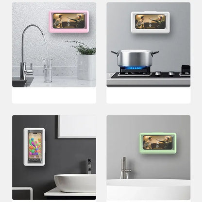 Fixed Shower Phone Holder 360° Rotation Waterproof Anti-fog Mobile Phone Stand Touched Smart Phone Bracket For Bathroom Shower