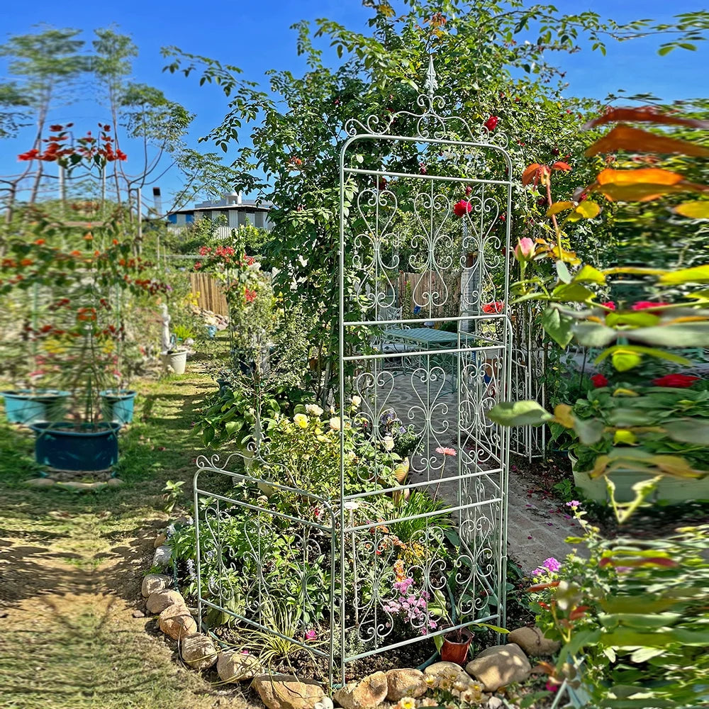 2Tier Clematis Rose Climbing Pergola Outdoor Fence Wrought Iron Plant Support Frame Outdoor Cucumber Climbing Frame