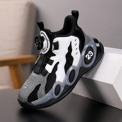 Fashion Basketball Shoes for Kids High-top PU Leather Sports Shoes Children Casual Shoes Boys Girls Comfortable Gym Trainers New