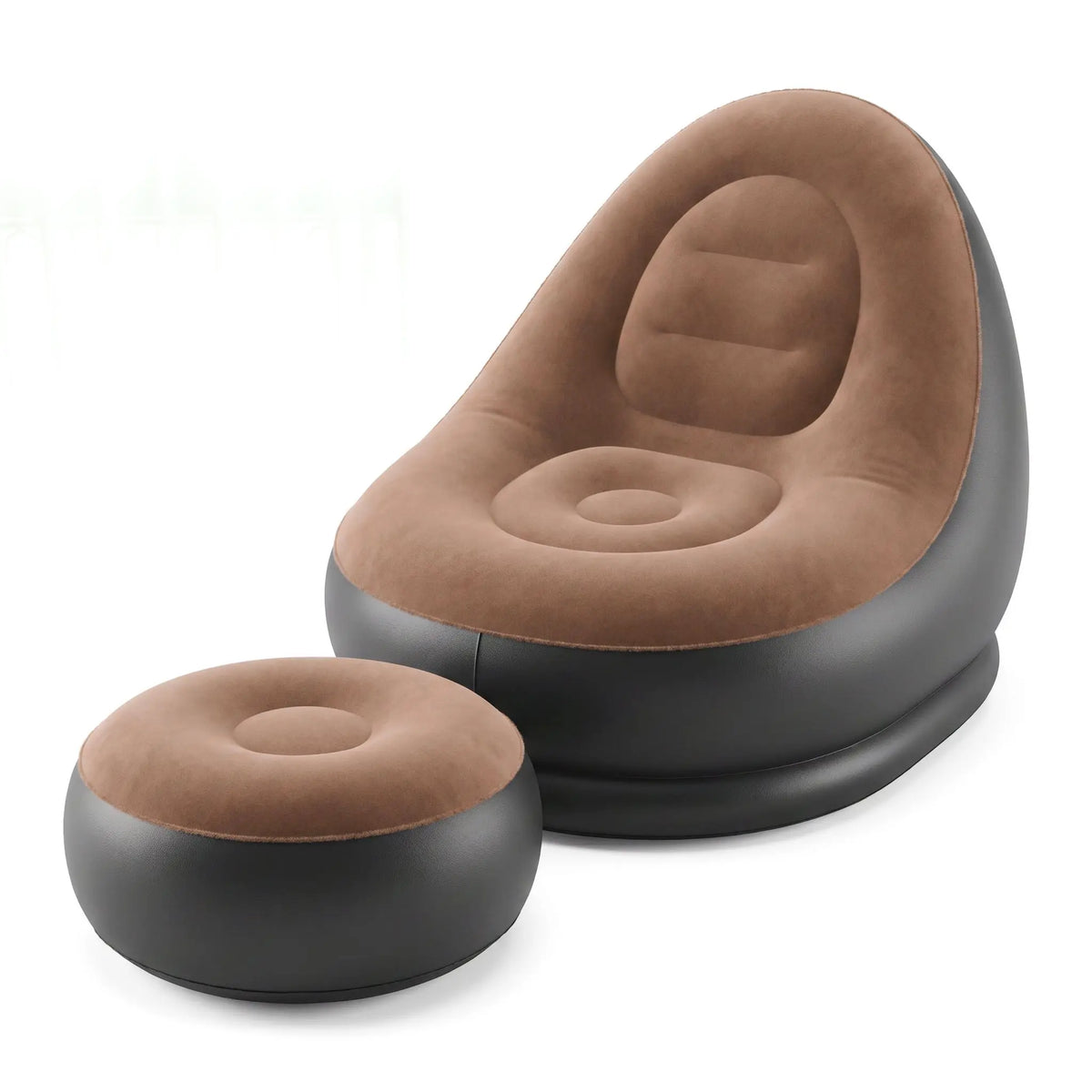 2Pcs Lazy Sofa Inflatable Chair Folding Recliner Outdoor Sofa Bed with Footrest Indoor and Outdoor Portable Folding Air Mattress