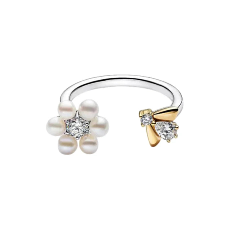 2026 Summer New 925 Silver Ocean Wave Ring Flower Love Women's Ring Fashion DIY Jewelry Gift