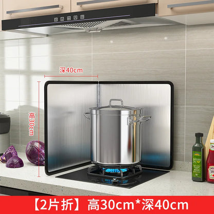 Kitchen Anti Oil Splatter Shield Guard Anti-Splash Block 2-Sided Stainless Steel Splatter Heat Insulation Oil Gas Stove Baffle