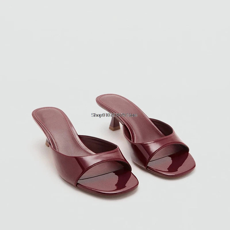 Women's High Heel Sandals 2026 Spring Summer New Painted Leather Fashionable Elegant Sandals Outdoor Wearable High Heel Slippers