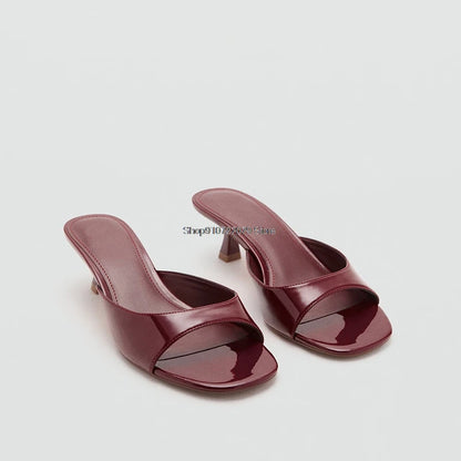Women's High Heel Sandals 2026 Spring Summer New Painted Leather Fashionable Elegant Sandals Outdoor Wearable High Heel Slippers