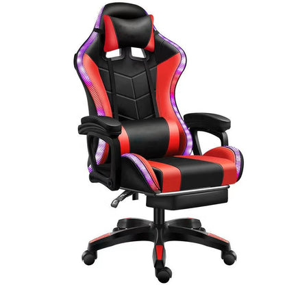 Colorful reclining massage gaming chair with lights and speakers
