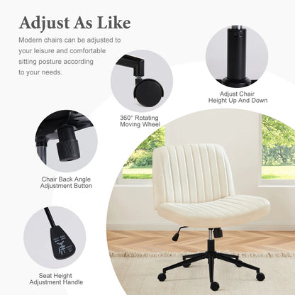 Armless Office Chair | Adjustable Swivel Seat with Casters or Foot Pads | Home, Work & Study