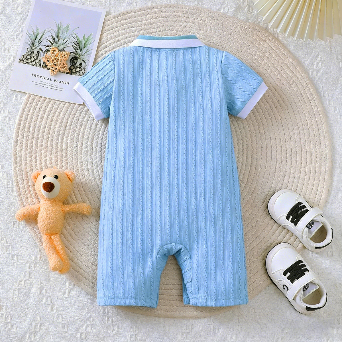 Fashion Baby Boy Romper Newborn Infant Bear Jumpsuit Short Sleeve Onesies Toddler Boys Casual Summer Outfit Baby Clothes 0-18M