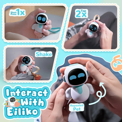 Eiliko Aquamarine – Tiny AI Charm Robot with Voice Chat, Emotional Responses, Themed Body Swap, Outfit-Matching, Perfect Companion for Couples, Best Friends & Kids
