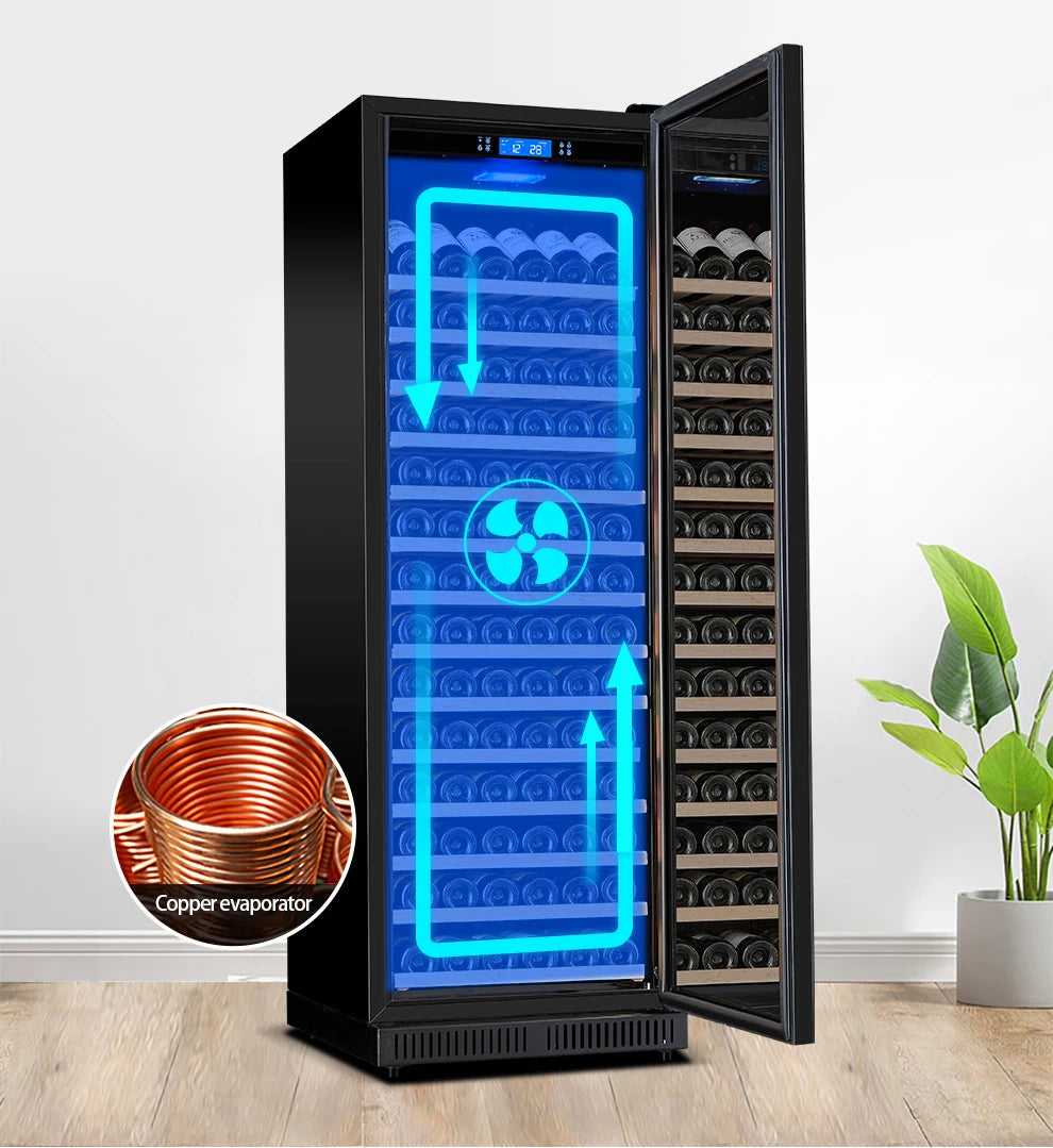 168 Bottle Built In Wine Cellar Horizontal Wine Cooler Fridge Kitchen Single Zone Refrigerator for Home Bar Club Storage