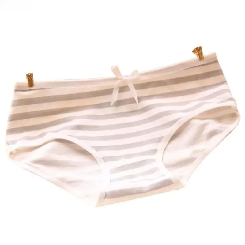 Women Cute Sexy Underwear Panties Stripes Navy Bowknot Tanga Lovely Women Panties Cotton Briefs