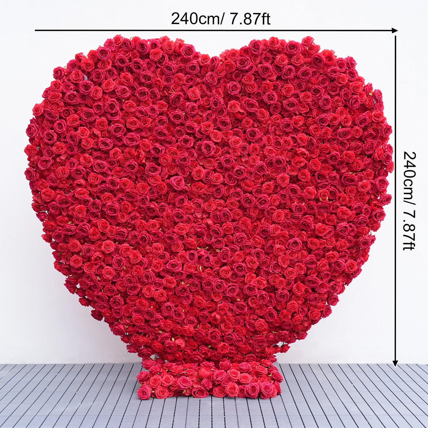 Angela Flower Red Rose Creative Love Heart Floral Wall Cloth Base Flower Arrangement Wedding Backdrop Frame Proposal Decor A7699