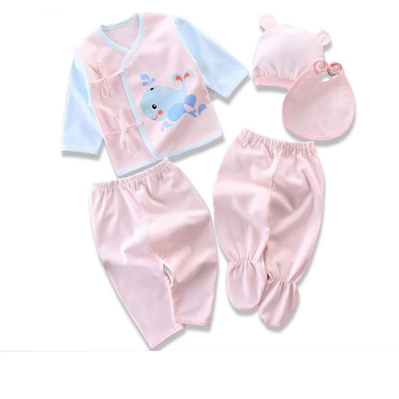 5 Pcs/set Newborn Baby 0-3 Month Clothing Set Babies T-Shirt Pants Hat Boy Girl Clothes Cotton Set