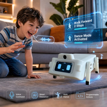 CLOUDRAKER Tuya Smart AI Robot Dog, 61+ Languages, 12+ Actions & Emojis, Voice Interactive Educational Toy for Kids