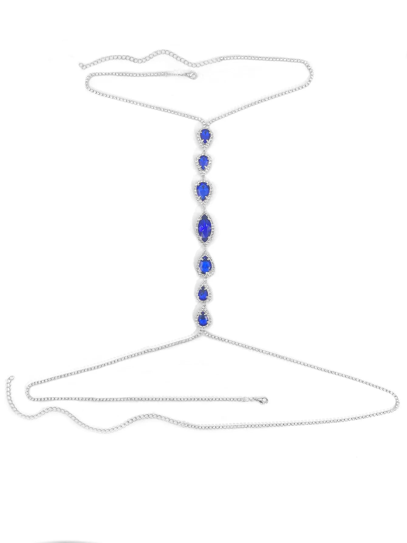 1pc Blue Droplet Fashion Body Chain Women's Chest Chain Summer Party Beach Accessories