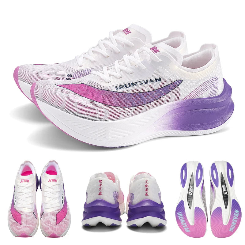 IRUNSVAN Nylon Carbon Plate Professional Marathon Running Shoes for Man Lightweight Cushioning Training Outdoor Sneakers Women