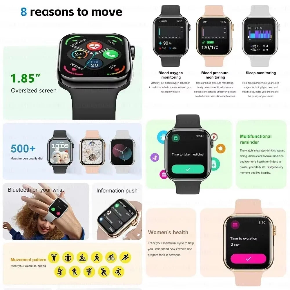 2026 New For Apple GPS Watch 10 Smart Watch Men HD AMOLED Memory Music 3D Surround Bluetooth Call Waterproof Smartwatch Woman