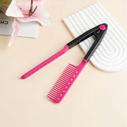 V Type Hair Straightener Brush DIY Hairdress Tool Hairdressing Combs Natural Hair Styling Curling Comb Hair For Male And Female